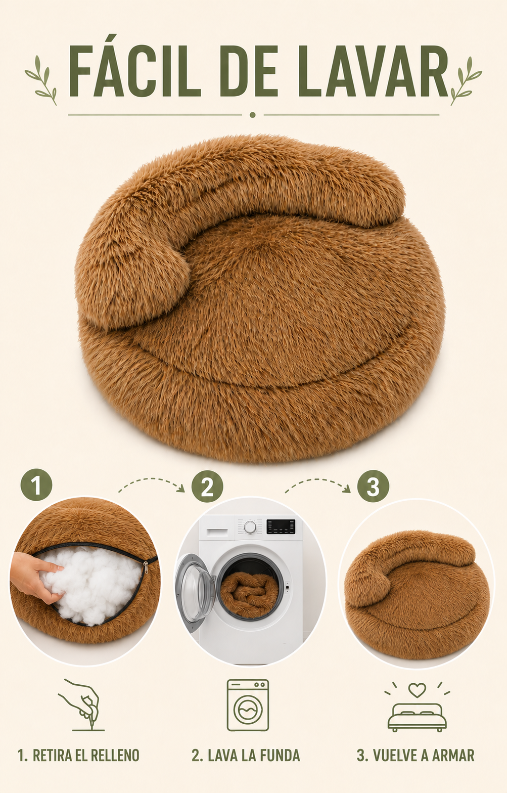 Información de Cama Redonda tipo Sofá para Gatos