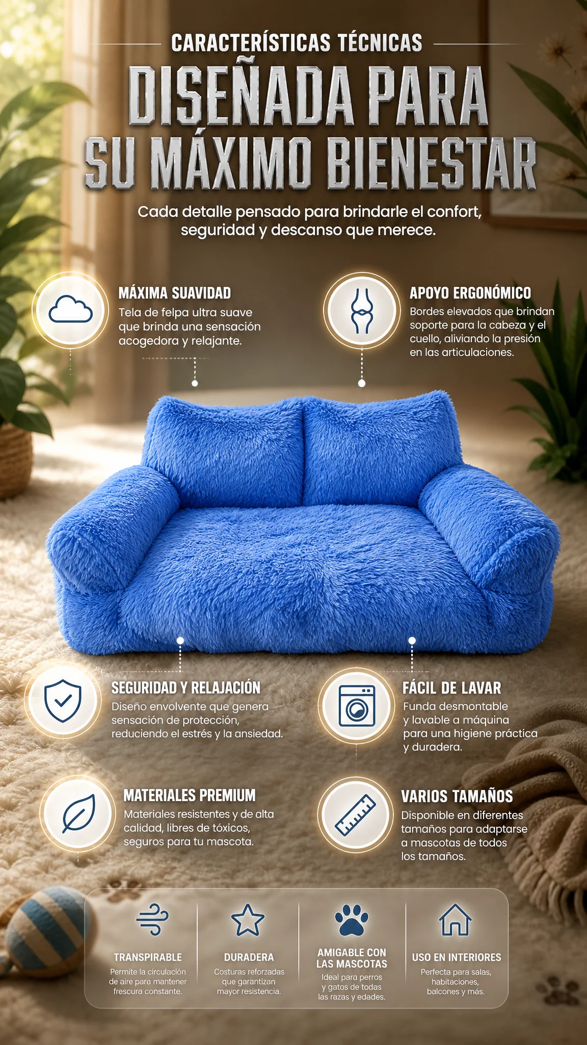 Información de Cama Antiestrés tipo Sofá